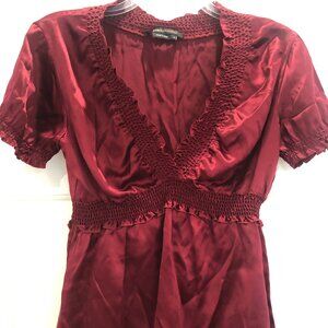 BCBGMaxAzria ladies maroon silk V neck top